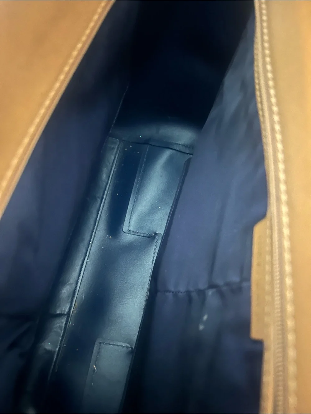 Tory Burch Caramel Leather Tote with Gold Logo